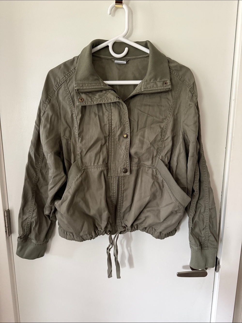 Sonoma Olive Green Drawstring-Hem Utility Jacket